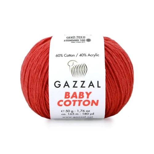 Włóczka Gazzal Baby Cotton 3418 koralowa czerwień bawełna z akrylem