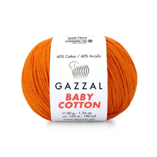 Włóczka Gazzal Baby Cotton 3419 oranż bawełna z akrylem