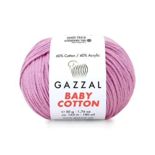 Włóczka Gazzal Baby Cotton 3422 jasny wrzos bawełna z akrylem