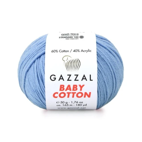 Włóczka Gazzal Baby Cotton 3423 niebieski bawełna z akrylem