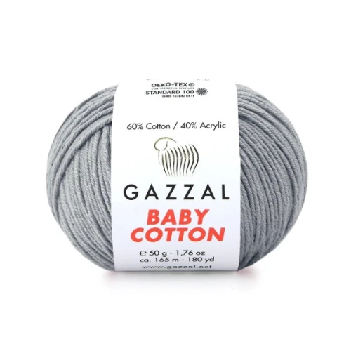 Włóczka Gazzal Baby Cotton 3430 szary bawełna z akrylem