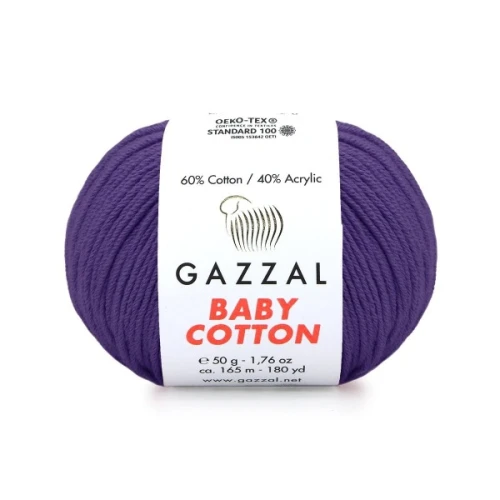 Włóczka Gazzal Baby Cotton 3440 ciemny fiolet bawełna z akrylem