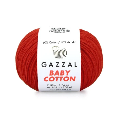 Włóczka Gazzal Baby Cotton 3443 czerwony