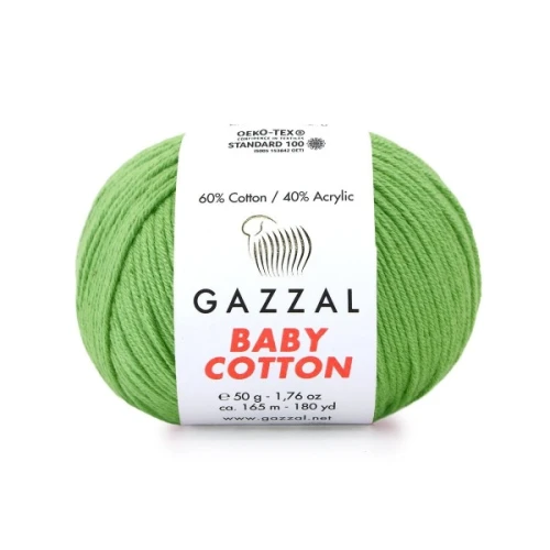 Włóczka Gazzal Baby Cotton 3448 zielony bawełna z akrylem