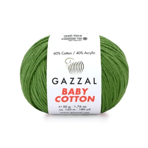 Włóczka Gazzal Baby Cotton 3449 zielony bawełna z akrylem, dla dzieci