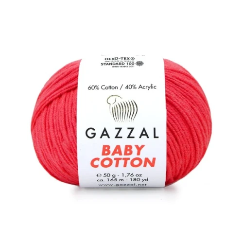 Włóczka Gazzal Baby Cotton 3458 mocny koral