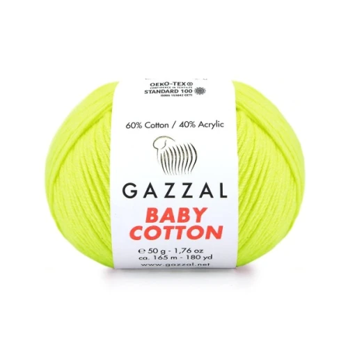 Włóczka Gazzal Baby Cotton 3462 żółty neon