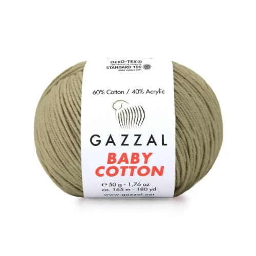 Włóczka Gazzal Baby Cotton 3464 beżowo-oliwkowy
