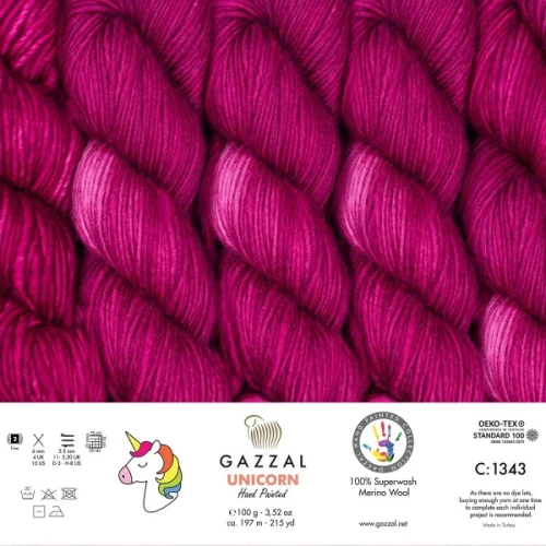 Włóczka Gazzal Unicorn 1343 czerwona śliwka merynos, merino, na czapkę