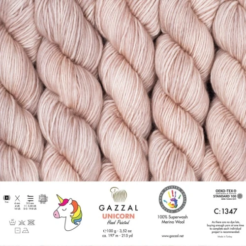 Włóczka Gazzal Unicorn 1347 piaskowy, merino, merynos, ręcznie farbowana