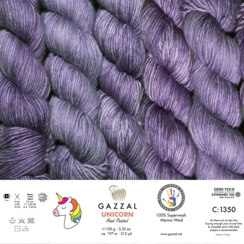 Włóczka Gazzal Unicorn 1350 indygo, merynos, merino, ręcznie farbowana