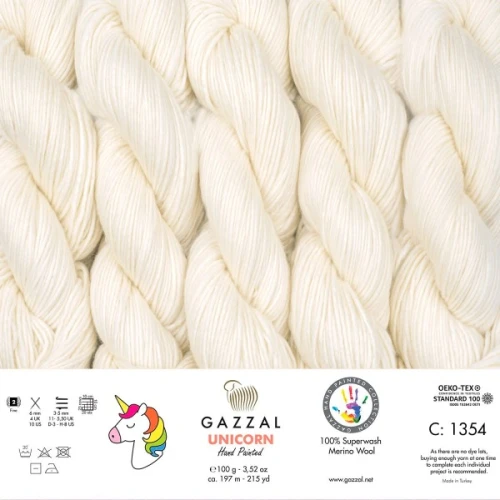 Włóczka Gazzal Unicorn 1354 Natural, merino, merynos, ręcznie farbowana