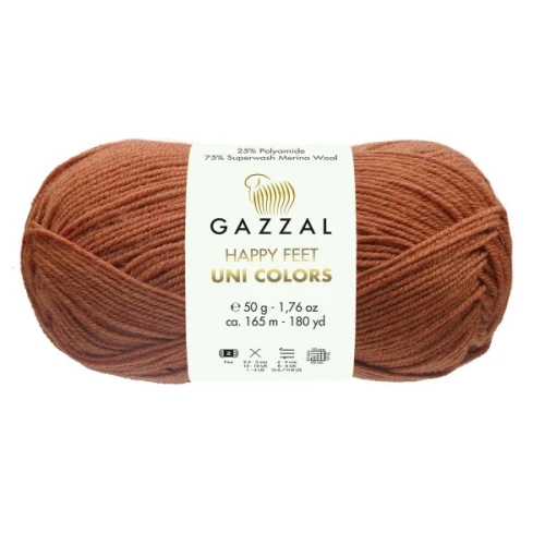 Włóczka Happy Feet Uni Colors 3560 rdzawy brąz, merino, merynos, skarpetkowa