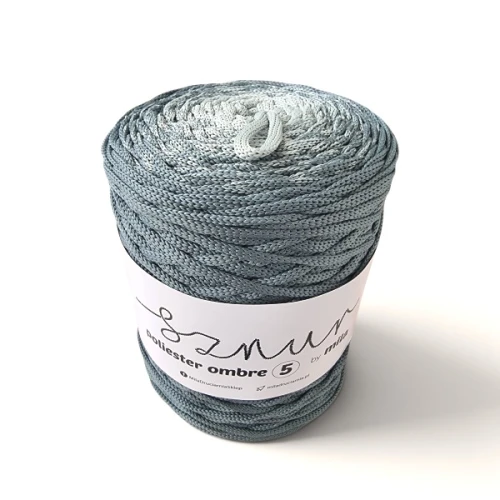 Sznurek poliestrowy płaski OMBRE 5 mm, 250m POM101 mięta/szałwia