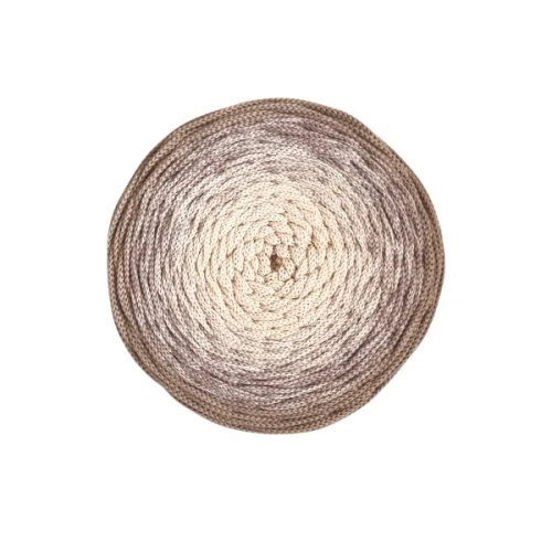 Sznurek poliestrowy płaski OMBRE 5 mm, 250m POM102 cielisty/mokka