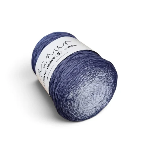 Sznurek poliestrowy płaski OMBRE 5 mm, 250m POM103 szary gołębi/jeans