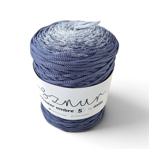 Sznurek poliestrowy płaski OMBRE 5 mm, 250m POM103 szary gołębi/jeans