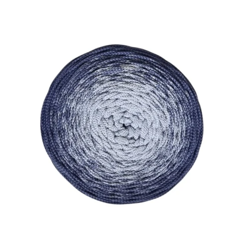Sznurek poliestrowy płaski OMBRE 5 mm, 250m POM103 szary gołębi/jeans