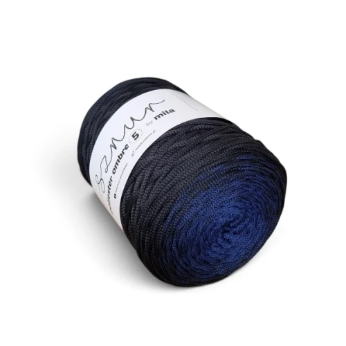 Sznurek poliestrowy płaski OMBRE 5 mm, 250m POM106 royal blue/czarny