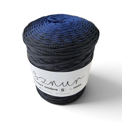 Sznurek poliestrowy płaski OMBRE 5 mm, 250m POM106 royal blue/czarny