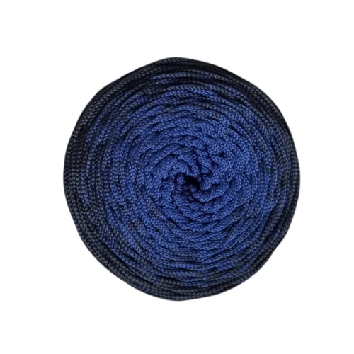 Sznurek poliestrowy płaski OMBRE 5 mm, 250m POM106 royal blue/czarny
