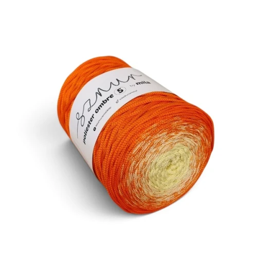 Sznurek poliestrowy płaski OMBRE 5 mm, 250m POM109 jasny żółty/pomarańczowy