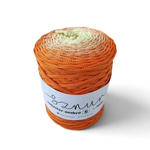 Sznurek poliestrowy płaski OMBRE 5 mm, 250m POM109 jasny żółty/pomarańczowy