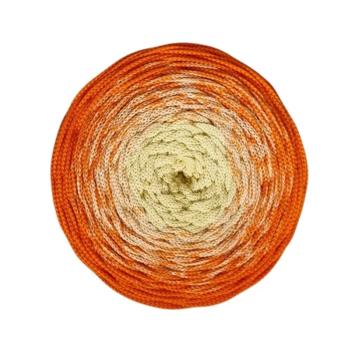 Sznurek poliestrowy płaski OMBRE 5 mm, 250m POM109 jasny żółty/pomarańczowy
