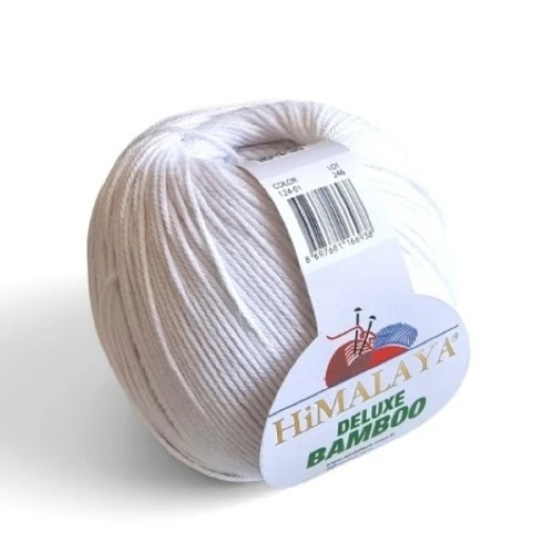 Włóczka Himalaya Deluxe Bamboo 124-01 biały, bambus, bawełna, z bambusem