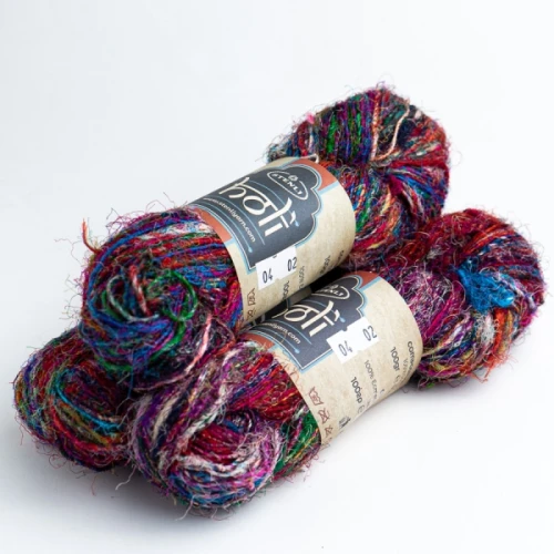 Włóczka jedwabna Stenli Holi 04 multikolor , Sari Silk