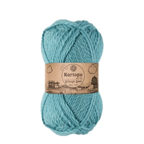 Włóczka Kartopu Melange Wool 5017 turkus, wełna z akrylem, akrylowa, jesień