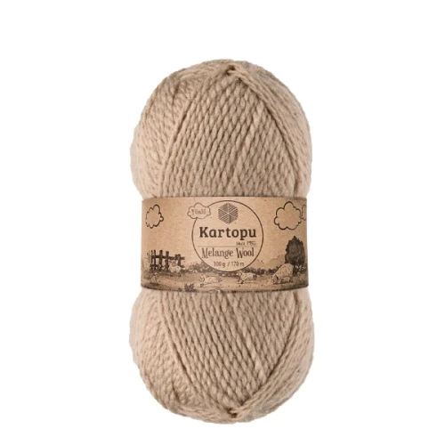 Włóczka Kartopu Melange Wool 880 beż, wełna z akrylem, akryl, akrylowa, czapki