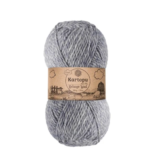 Włóczka Kartopu Melange Wool 9001 szaro-niebieski melanż, wełna z akryle, akrylowa, akryl, czapki, jesień