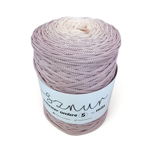 Sznurek poliestrowy płaski OMBRE 5 mm, 250m POM108 nude/brudny róż