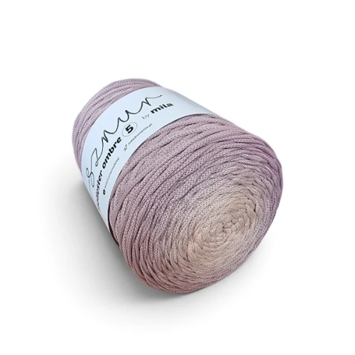 Sznurek poliestrowy płaski OMBRE 5 mm, 250m POM108 nude/brudny róż