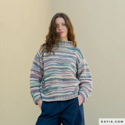 Włóczka Katia Cotton Merino Rainbow, bawełna, merino, z bawełną, na sweter, jesień, zima