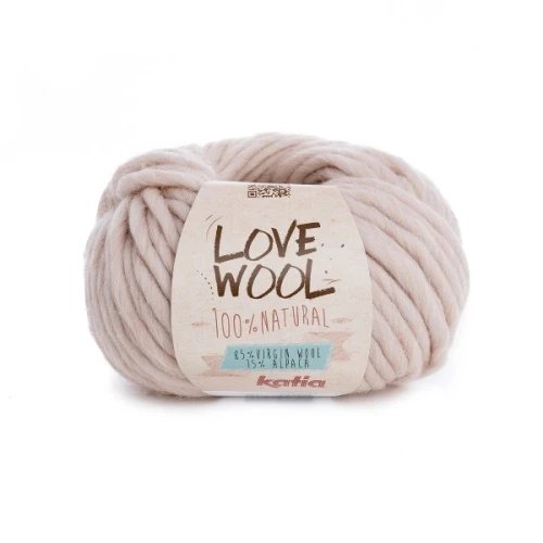Włóczka Katia LOVE WOOL 101 jasny beż do filcowania, gruba, gąbczasta, grube swetry, wełna, alpaka, alpaca, z alpaką, z wełną, mięsista, singiel, single, singel