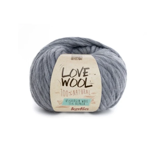 Włóczka Katia LOVE WOOL 106 szary do filcowania, gruba, gąbczasta, grube swetry, wełna, alpaka, alpaca, z alpaką, z wełną, mięsista, singiel, single, singel