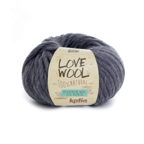 Włóczka Katia LOVE WOOL 107 ciemny szary do filcowania, gruba, gąbczasta, grube swetry, wełna, alpaka, alpaca, z alpaką, z wełną, mięsista, singiel, single, singel
