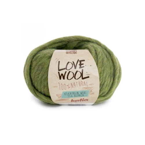 Włóczka Katia LOVE WOOL 113 pistacja do filcowania, gruba, gąbczasta, grube swetry, wełna, alpaka, alpaca, z alpaką, z wełną, mięsista, singiel, single, singel