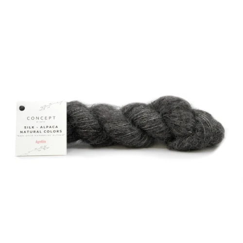 wloczka-silkalpacanaturalcolors-dzianina-alpaka-superfine-jedwab-ciemna-norka-jesien-zima-katia-104-Włóczka Katia Silk Alpaca Natural Colors 104 ciemny szary