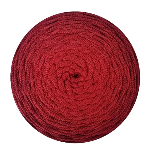 Sznurek poliestrowy płaski OMBRE 5 mm, 250m POM111 karmazynowa czerwień/bordo, na toerbki, na szydełko, szydełkowa torebka