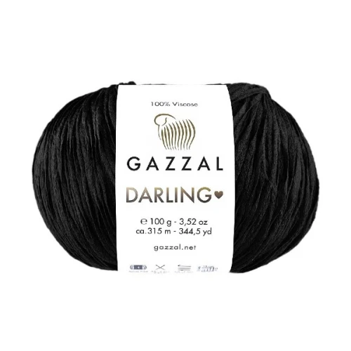 Włóczka Gazzal Darling 566 czarny na lato, miękka, przewiewna, visco, dolce, dolce visco, tasiemka, tasiemkowa