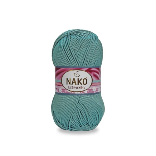 Włóczka Nako Estiva Silky 11695 turkus bawełna, wiskoza bambusowa,  kocyki, czapeczki, czapki, kardigany, topy, chusty, szale
