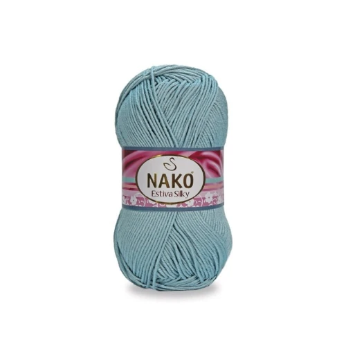 Włóczka Nako Estiva Silky 12408 niebieski bawełna, wiskoza bambusowa,  kocyki, czapeczki, czapki, kardigany, topy, chusty, szale