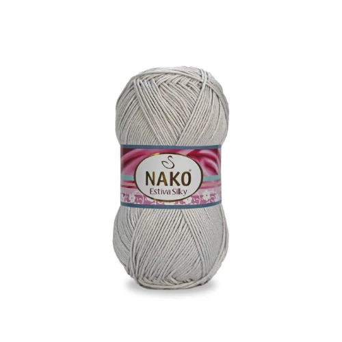 Włóczka Nako Estiva Silky 12929 szary  bawełna, wiskoza bambusowa,  kocyki, czapeczki, czapki, kardigany, topy, chusty, szale