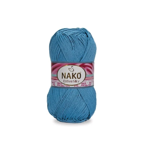 Włóczka Nako Estiva Silky 12932 niebieski bawełna, wiskoza bambusowa,  kocyki, czapeczki, czapki, kardigany, topy, chusty, szale