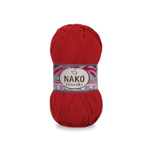 Włóczka Nako Estiva Silky 6951 czerwony bawełna, wiskoza bambusowa,  kocyki, czapeczki, czapki, kardigany, topy, chusty, szale