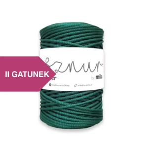 Sznurek poliestrowy  by Mila 3mm, motek 200m, 12 głęboka zieleń II GATUNEK