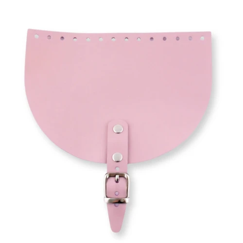 Klapa do torebki 20x15cm, z paskiem, pudrowy róż, skóra naturalna